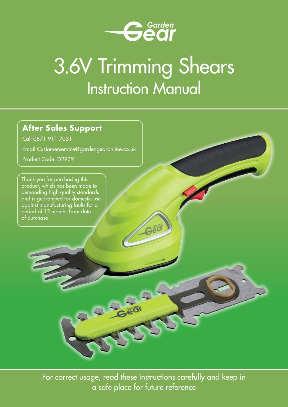GARDEN GEAR D2939 INSTRUCTION MANUAL Pdf Download ManualsLib
