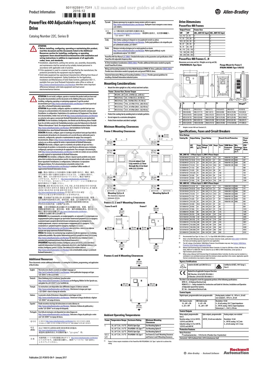 ALLENBRADLEY POWERFLEX 400 PRODUCT INFORMATION Pdf Download ManualsLib