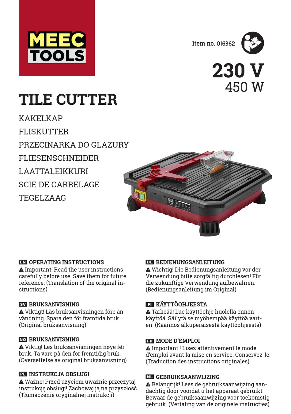 MEEC TOOLS 016362 OPERATING INSTRUCTIONS MANUAL Pdf Download ManualsLib