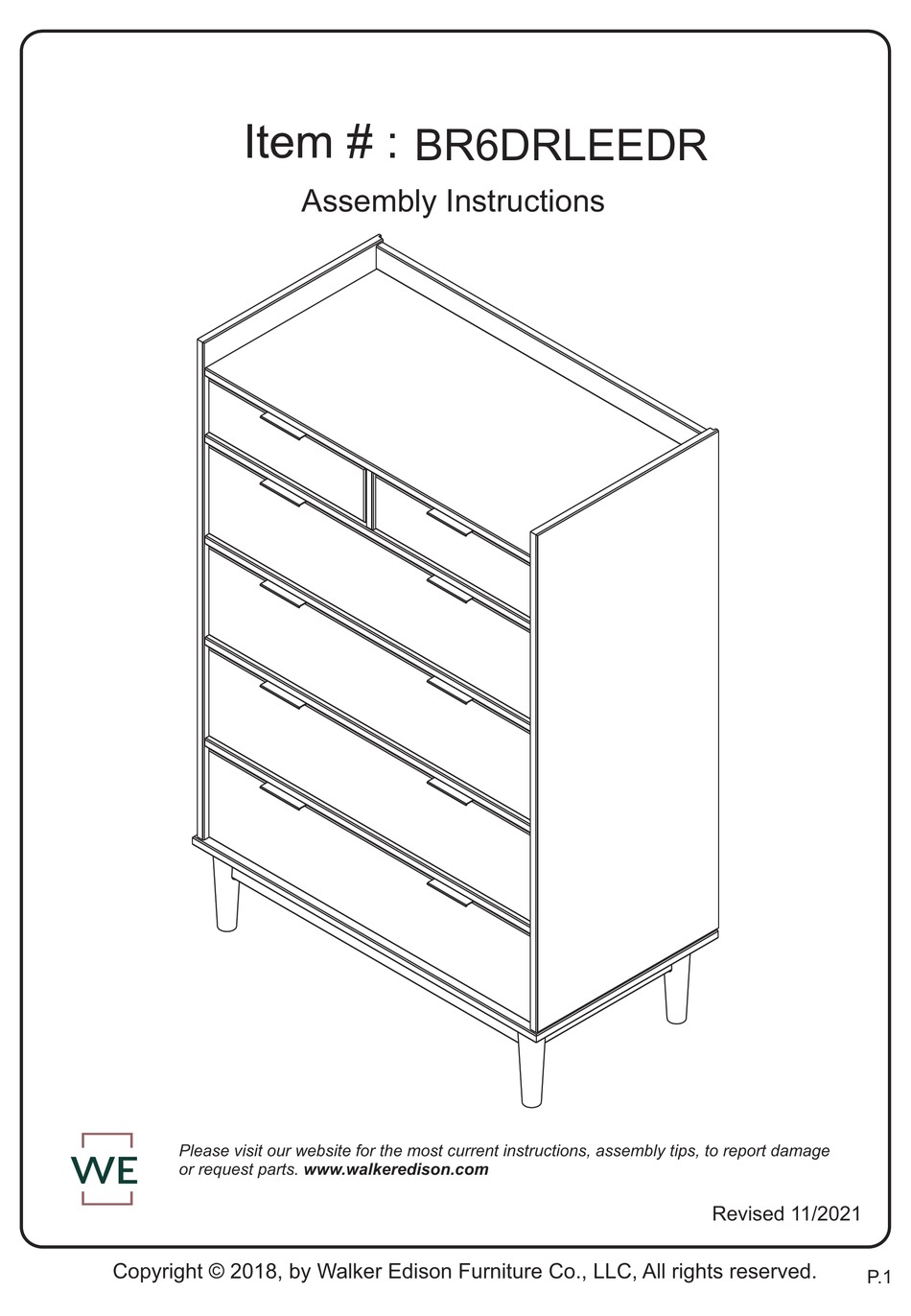 WALKER EDISON BR6DRLEEDR ASSEMBLY INSTRUCTIONS MANUAL Pdf Download