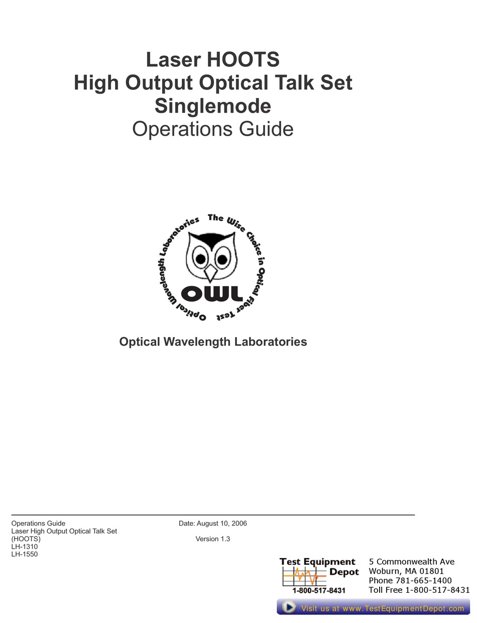 OWL LASER HOOTS OPERATION MANUAL Pdf Download ManualsLib