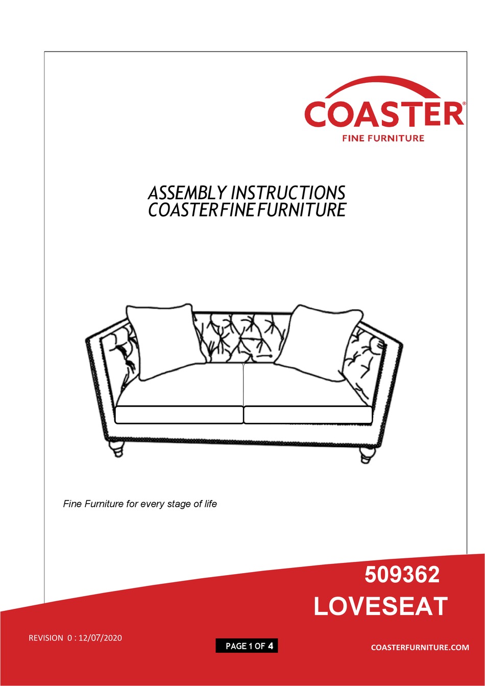 COASTER 509362 ASSEMBLY INSTRUCTIONS Pdf Download ManualsLib