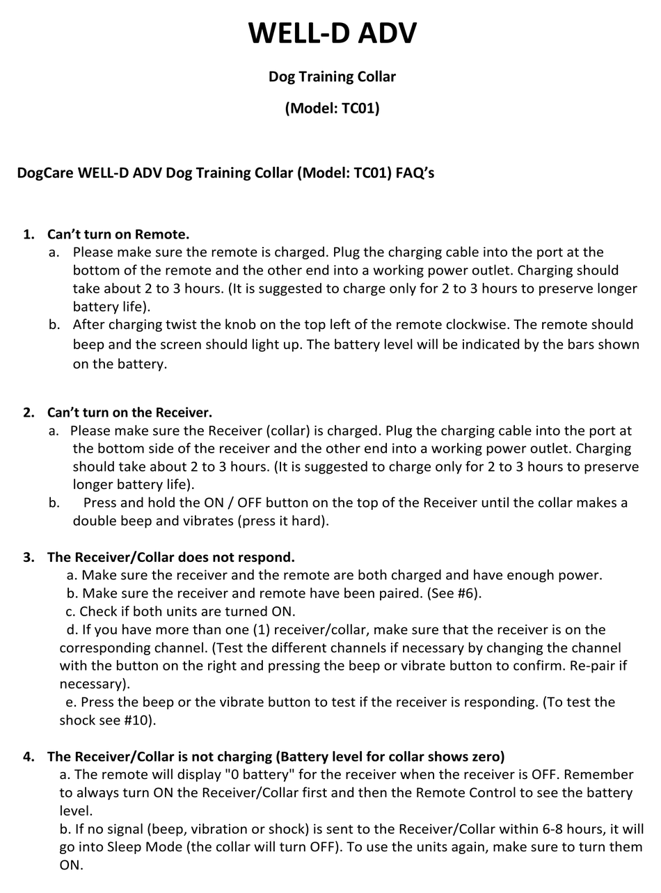 DOG CARE WELLD ADV TC01 QUICK START MANUAL Pdf Download ManualsLib