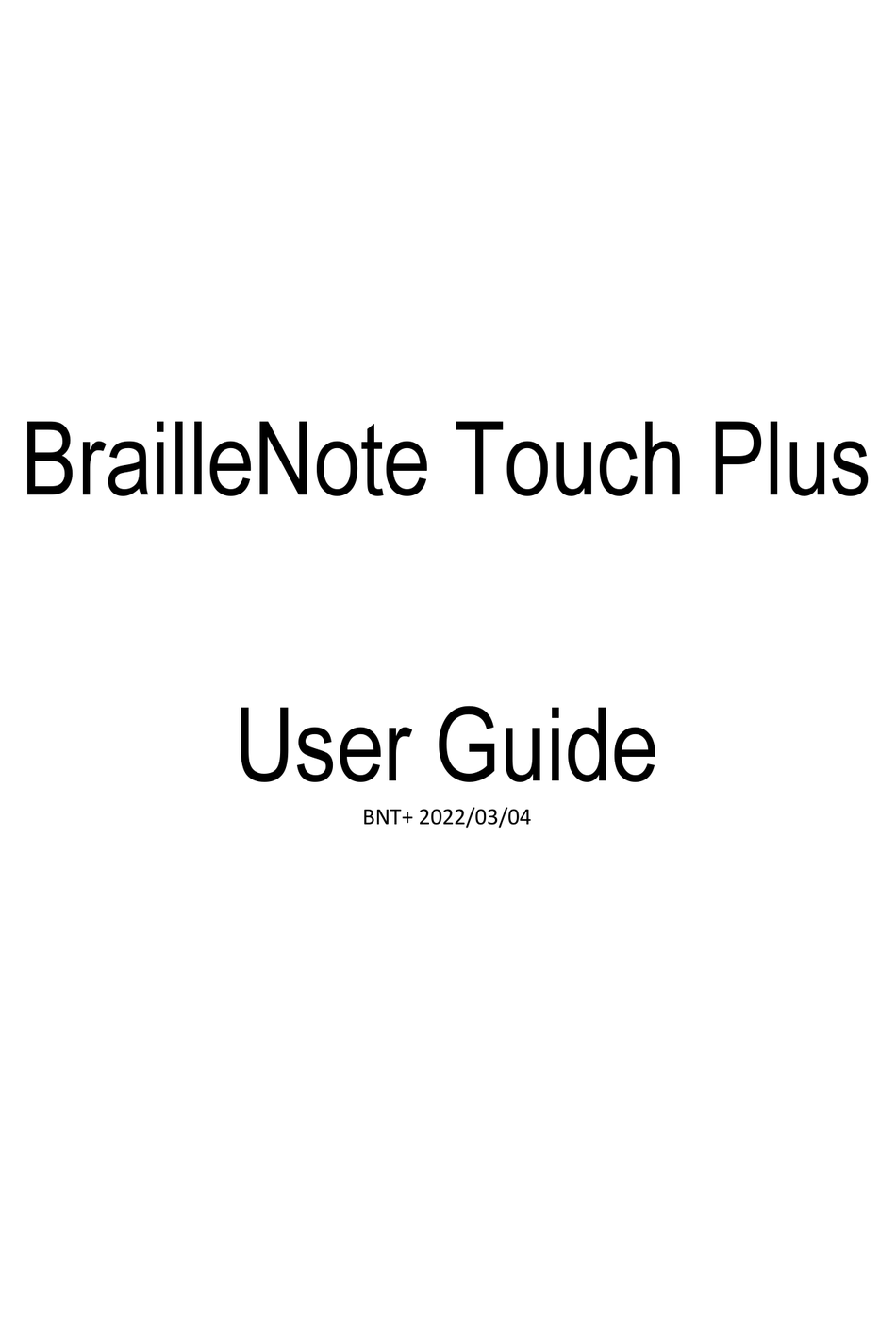 HUMANWARE BRAILLENOTE TOUCH PLUS USER MANUAL Pdf Download ManualsLib