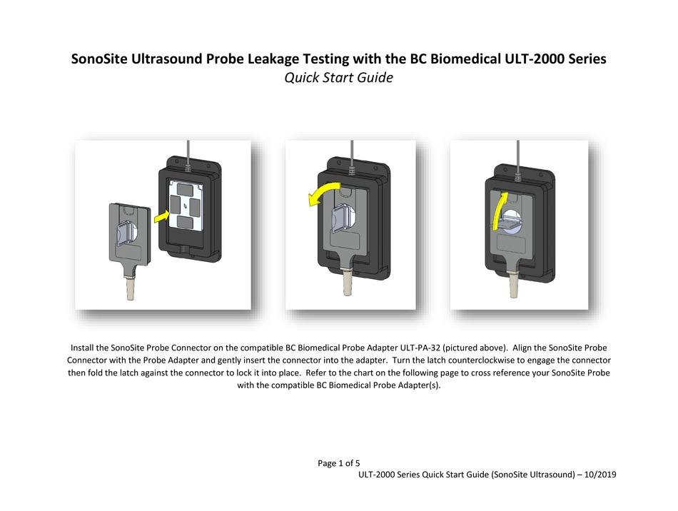 BC BIOMEDICAL SONOSITE ULT2000 SERIES QUICK START MANUAL Pdf Download