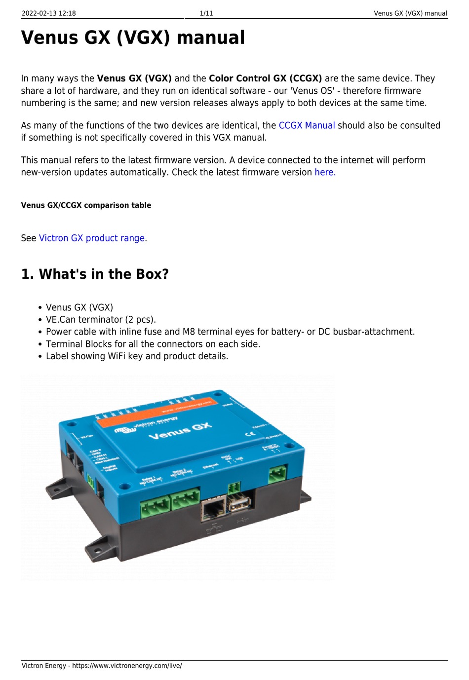 VICTRON ENERGY VENUS GX MANUAL Pdf Download ManualsLib