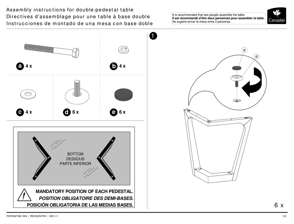 CANADEL QUI2SACZ094 ASSEMBLY INSTRUCTIONS Pdf Download ManualsLib