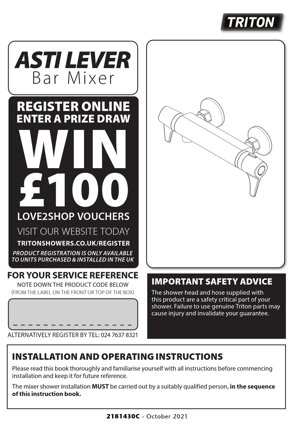 TRITON ASTI LEVER MANUAL Pdf Download ManualsLib