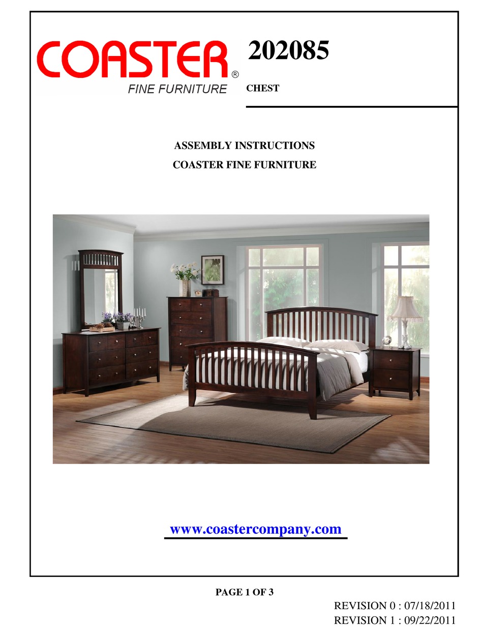 COASTER 202085 ASSEMBLY INSTRUCTIONS Pdf Download ManualsLib