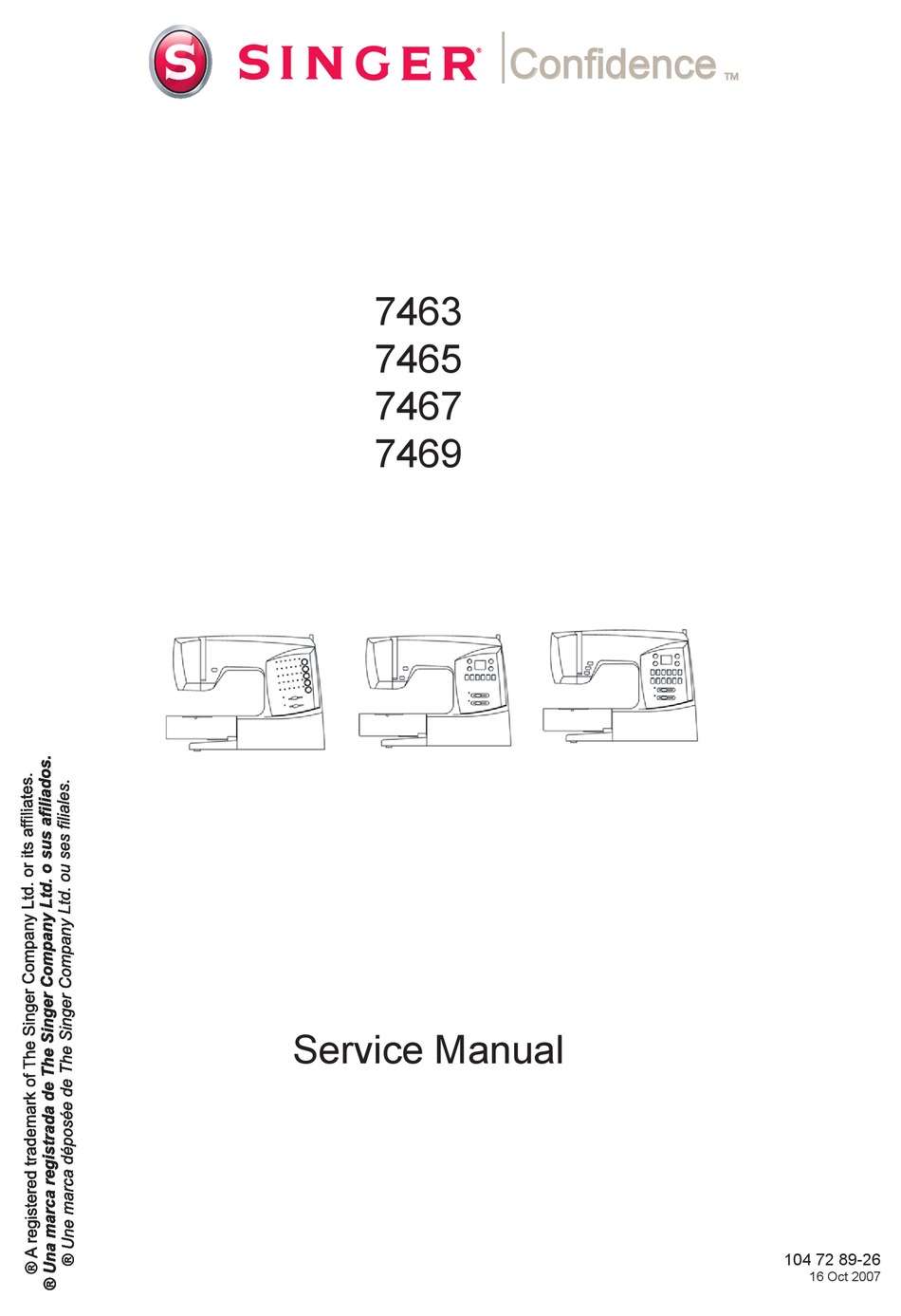 SINGER CONFIDENCE 7463 SERVICE MANUAL Pdf Download ManualsLib