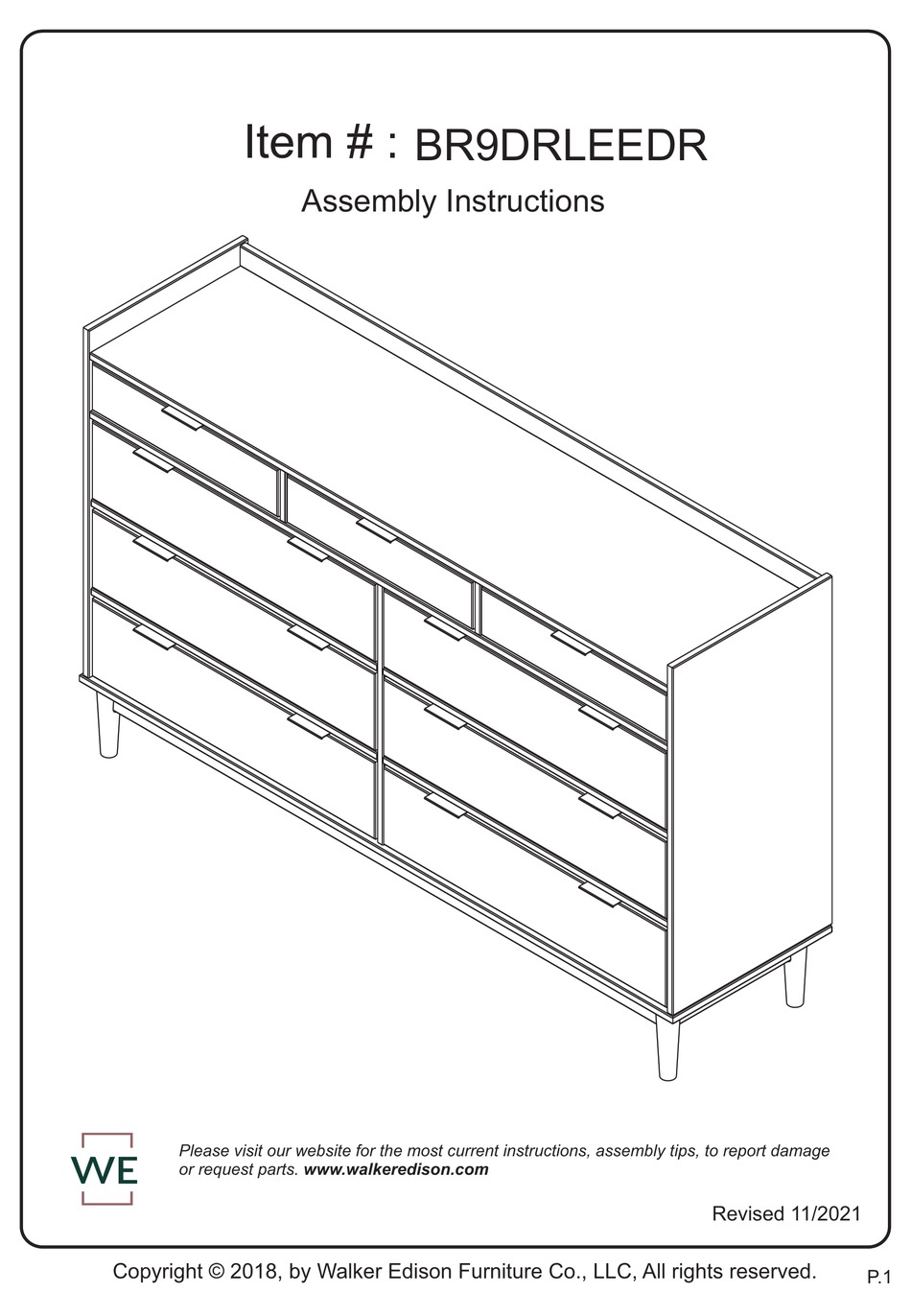 WALKER EDISON BR9DRLEEDR ASSEMBLY INSTRUCTIONS MANUAL Pdf Download