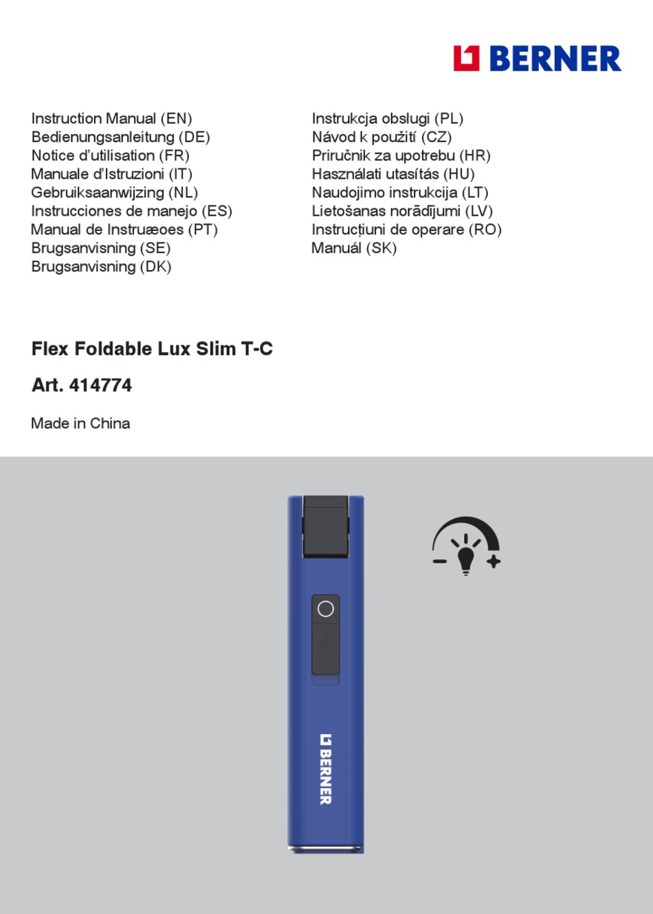 BERNER FLEX FOLDABLE LUX SLIM TC INSTRUCTION MANUAL Pdf Download