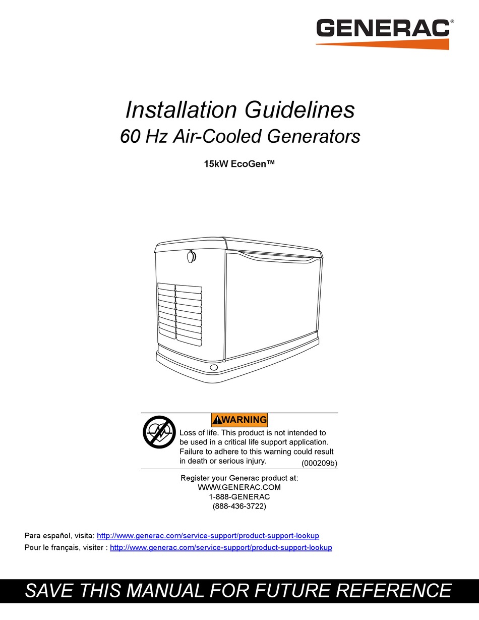 GENERAC POWER SYSTEMS ECOGEN 15KW INSTALLATION MANUALLINES Pdf Download