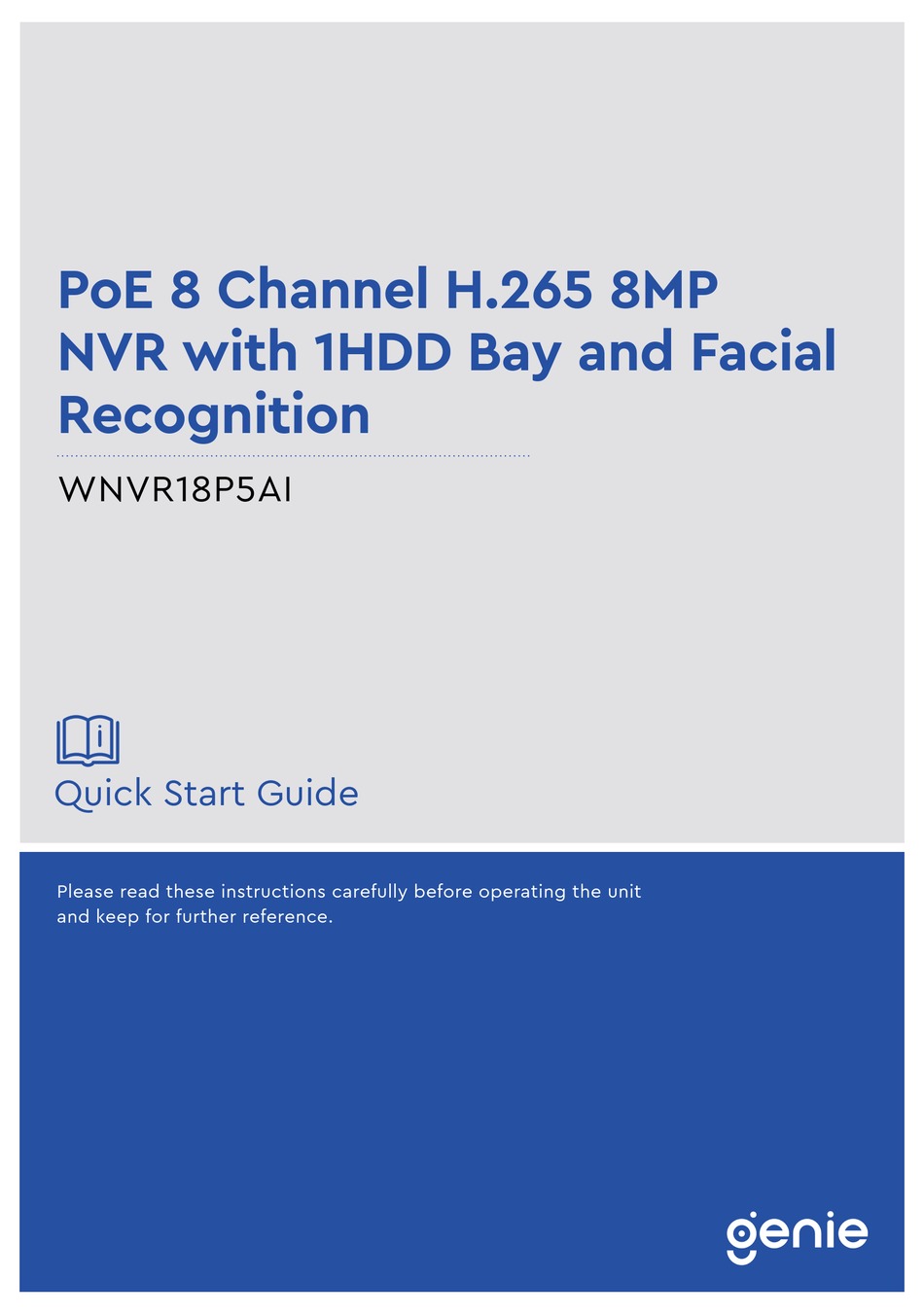 GENIE WNVR18P5AI QUICK START MANUAL Pdf Download ManualsLib