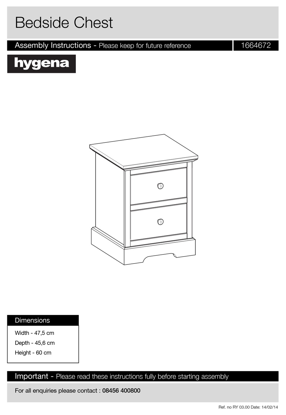 HYGENA 1664672 ASSEMBLY INSTRUCTIONS MANUAL Pdf Download ManualsLib