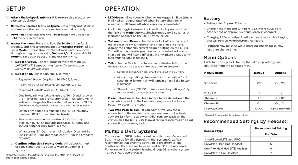 CREWPLEX DR10900 QUICK START MANUAL Pdf Download ManualsLib