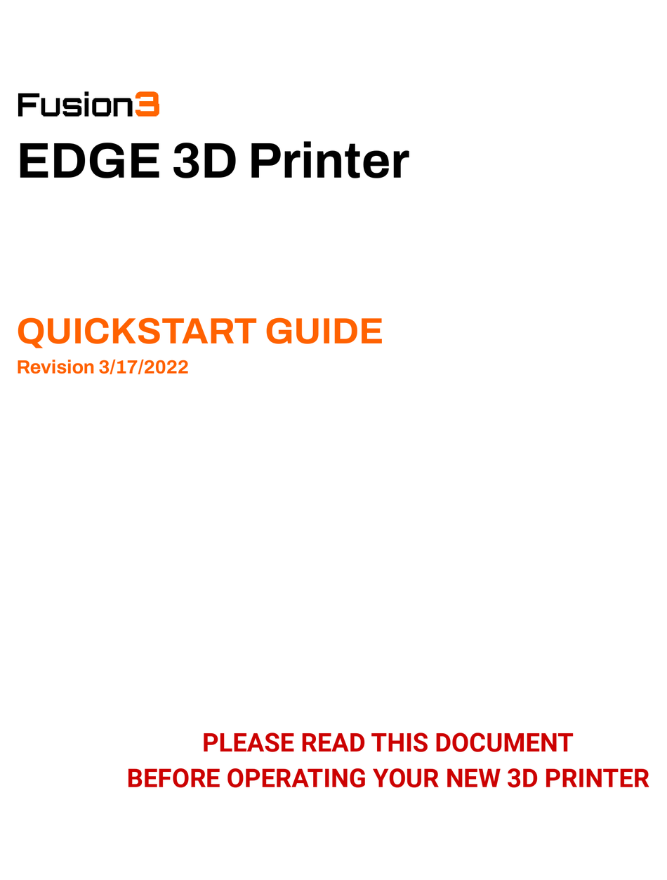 FUSION3 EDGE QUICK START MANUAL Pdf Download ManualsLib