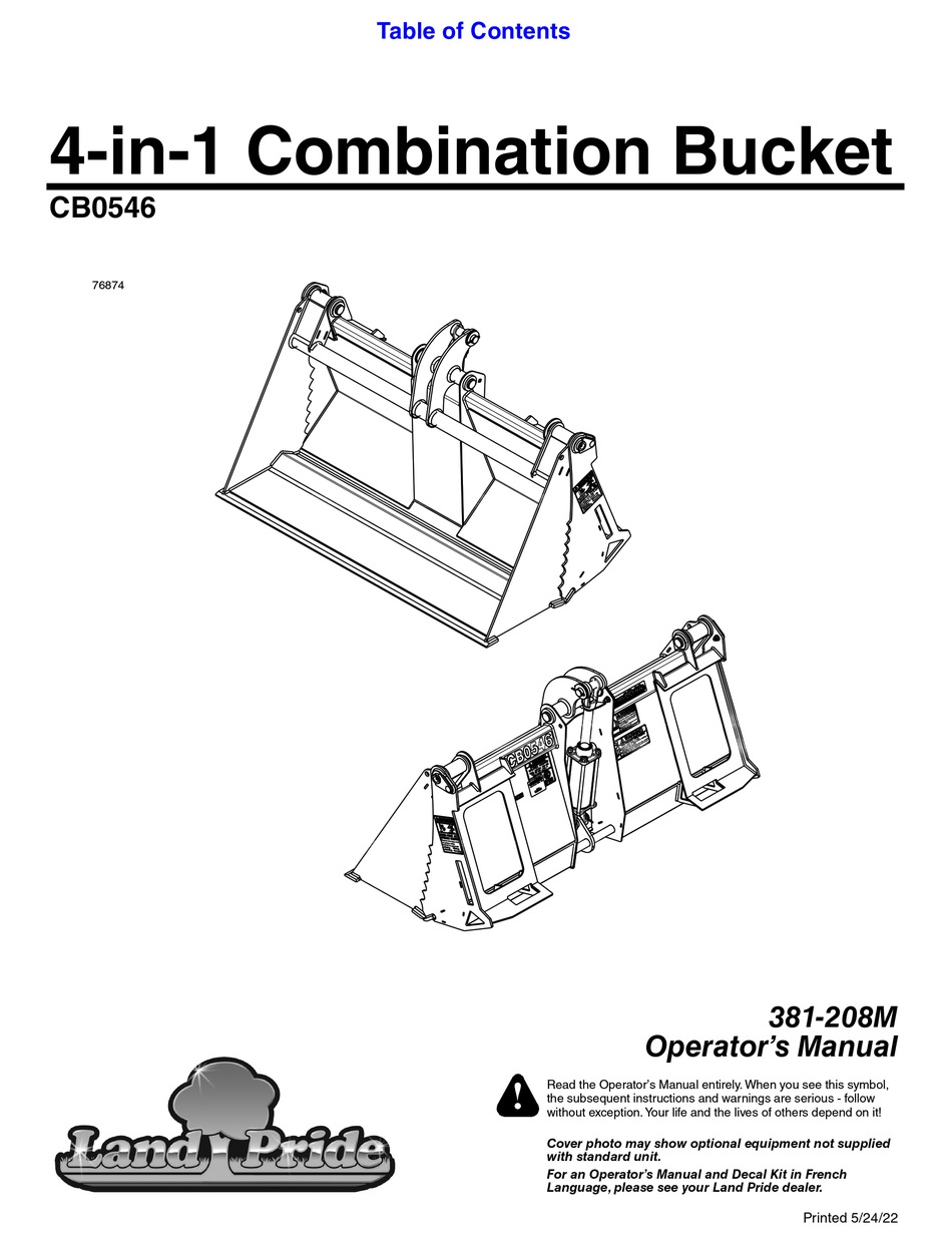 LAND PRIDE CB0546 OPERATOR'S MANUAL Pdf Download ManualsLib