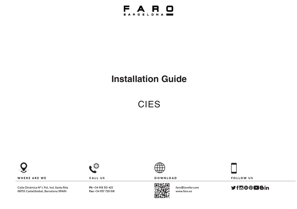 FARO BARCELONA CIES INSTALLATION MANUAL Pdf Download ManualsLib