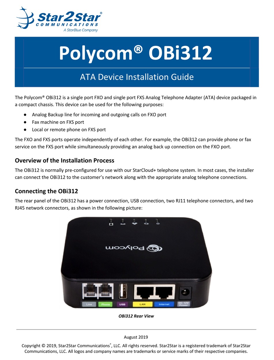 STAR2STAR OBI312 INSTALLATION MANUAL Pdf Download ManualsLib