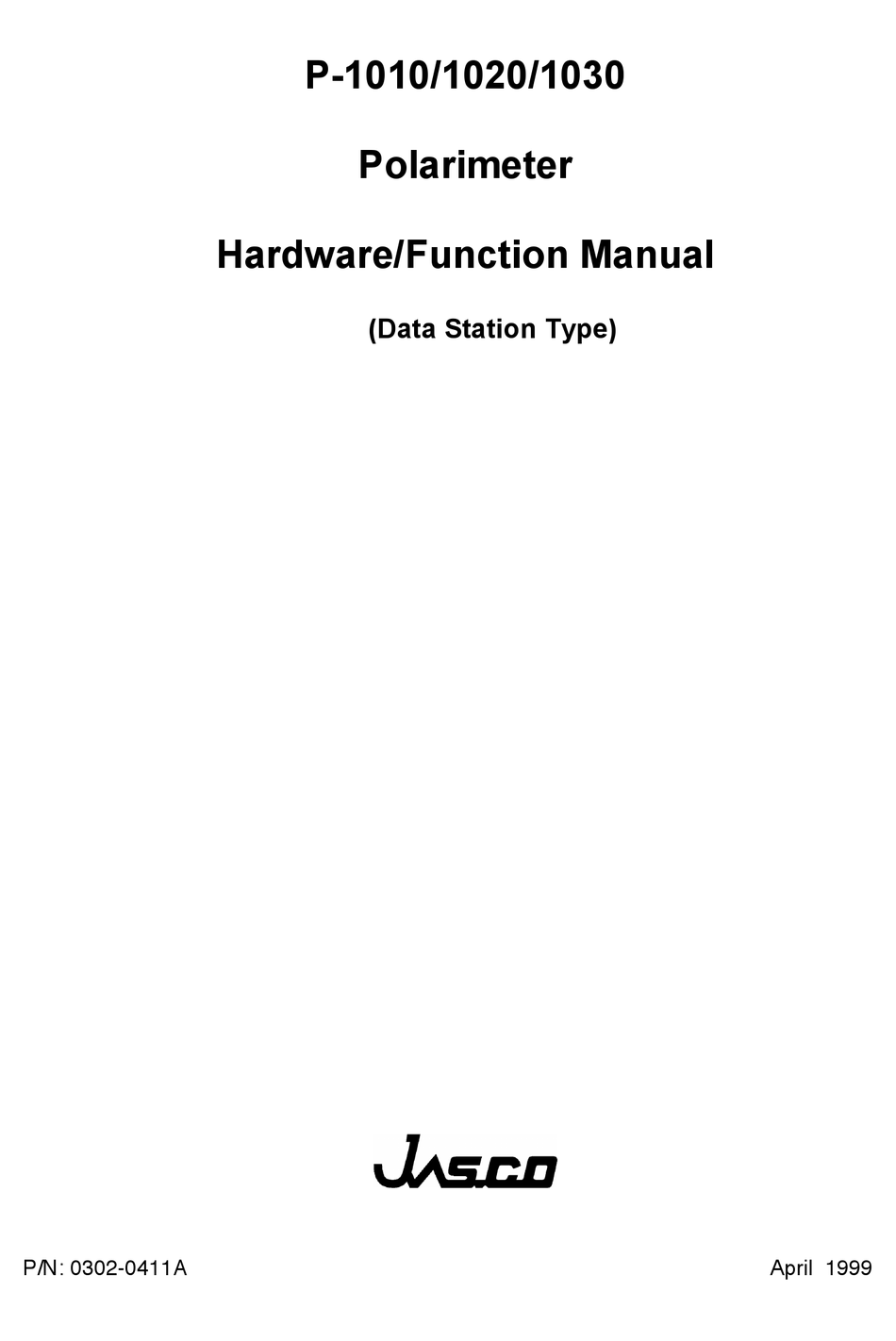 JASCO P1010 HARDWARE/FUNCTION MANUAL Pdf Download ManualsLib