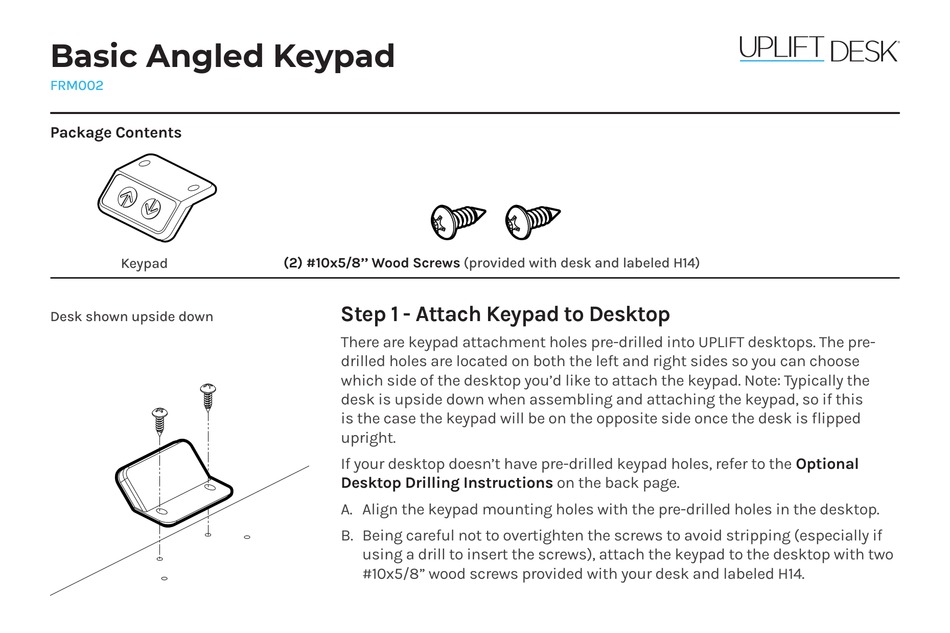 UPLIFT DESK FRM002 INSTRUCTIONS Pdf Download ManualsLib