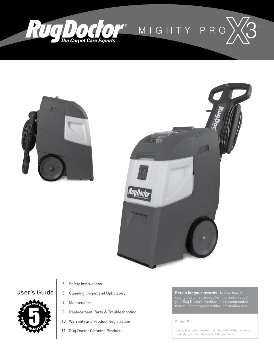 RUGDOCTOR MIGHTY PRO X3 USER MANUAL Pdf Download ManualsLib