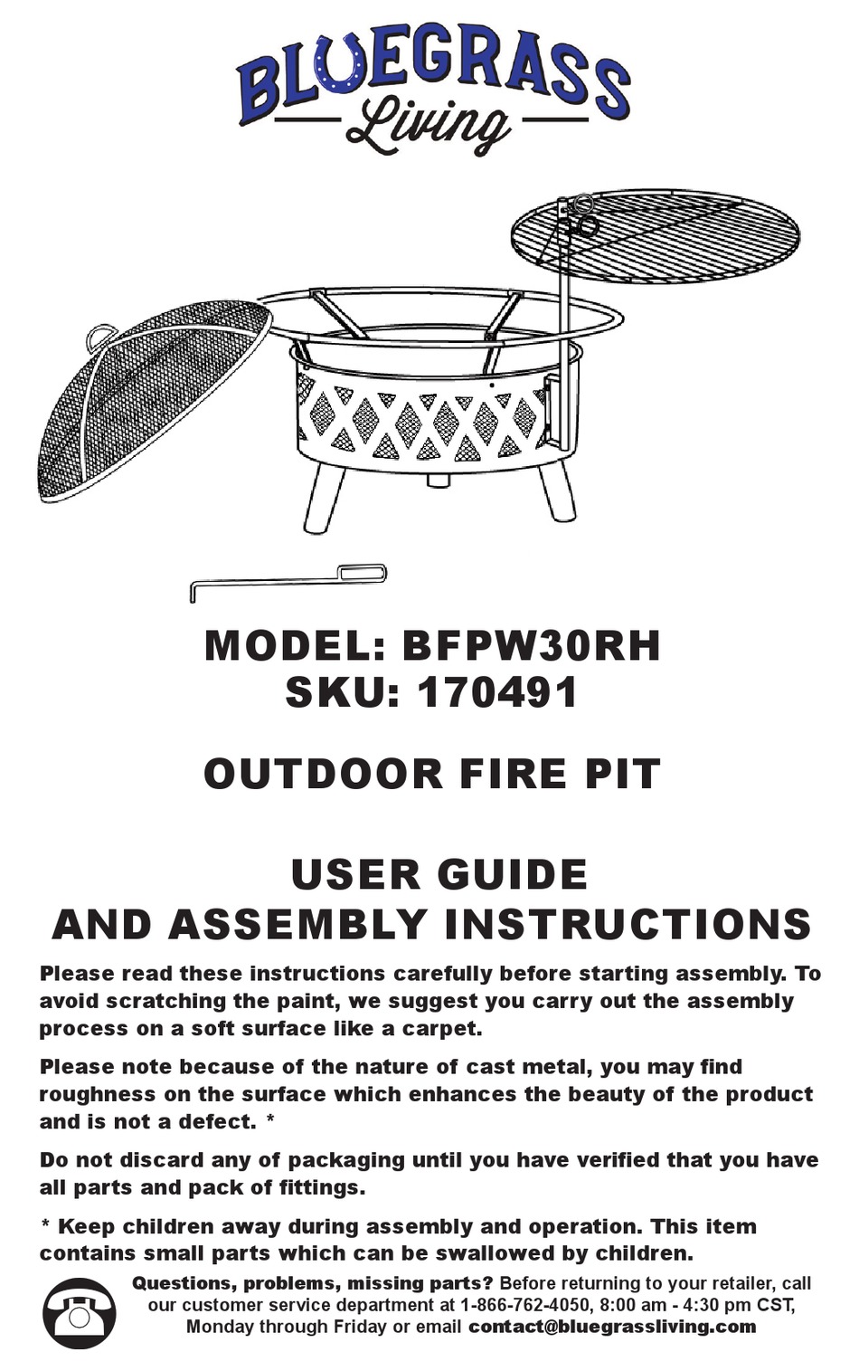 BLUEGRASS LIVING BFPW30RH USER MANUAL AND ASSEMBLY INSTRUCTIONS Pdf ...