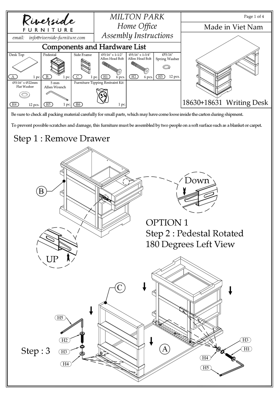 RIVERSIDE FURNITURE MILTON PARK ASSEMBLY INSTRUCTIONS Pdf Download