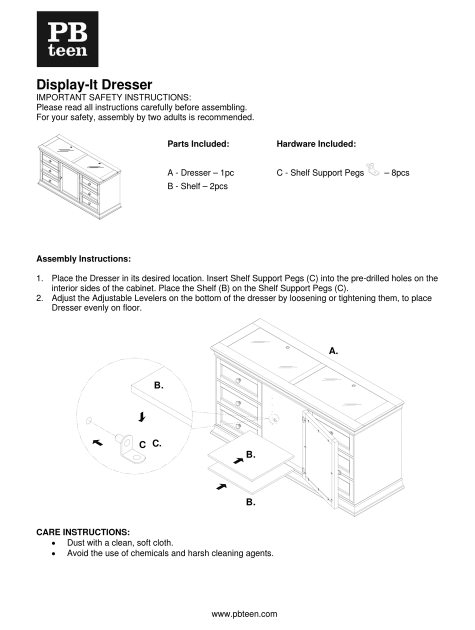 PBTEEN DISPLAYIT DRESSER ASSEMBLY INSTRUCTIONS Pdf Download ManualsLib