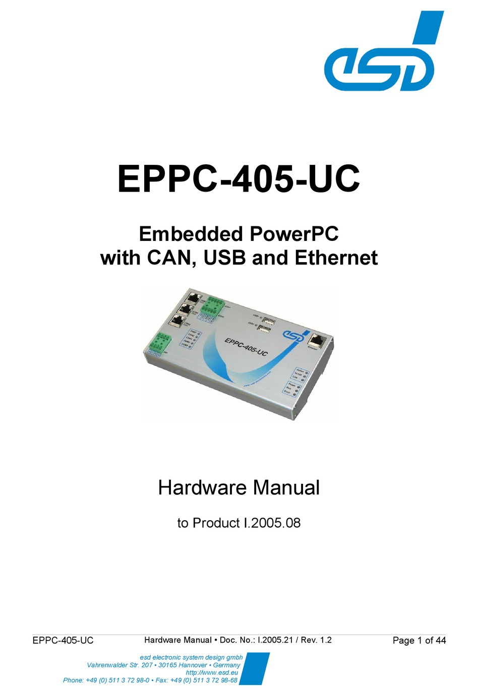 ESD EPPC405UC HARDWARE MANUAL Pdf Download ManualsLib