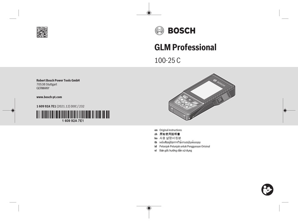 BOSCH GLM 10025 C ORIGINAL INSTRUCTIONS MANUAL Pdf Download ManualsLib