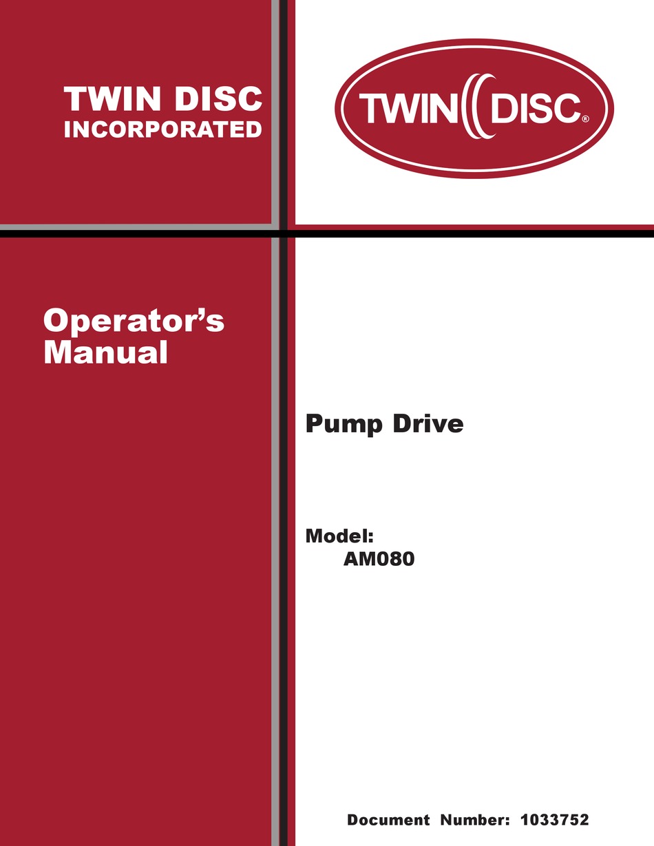 TWIN DISC AM080 OPERATOR'S MANUAL Pdf Download ManualsLib