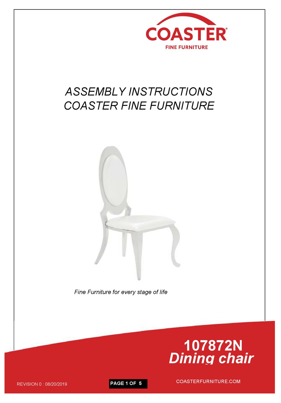 COASTER 107872N ASSEMBLY INSTRUCTIONS Pdf Download ManualsLib