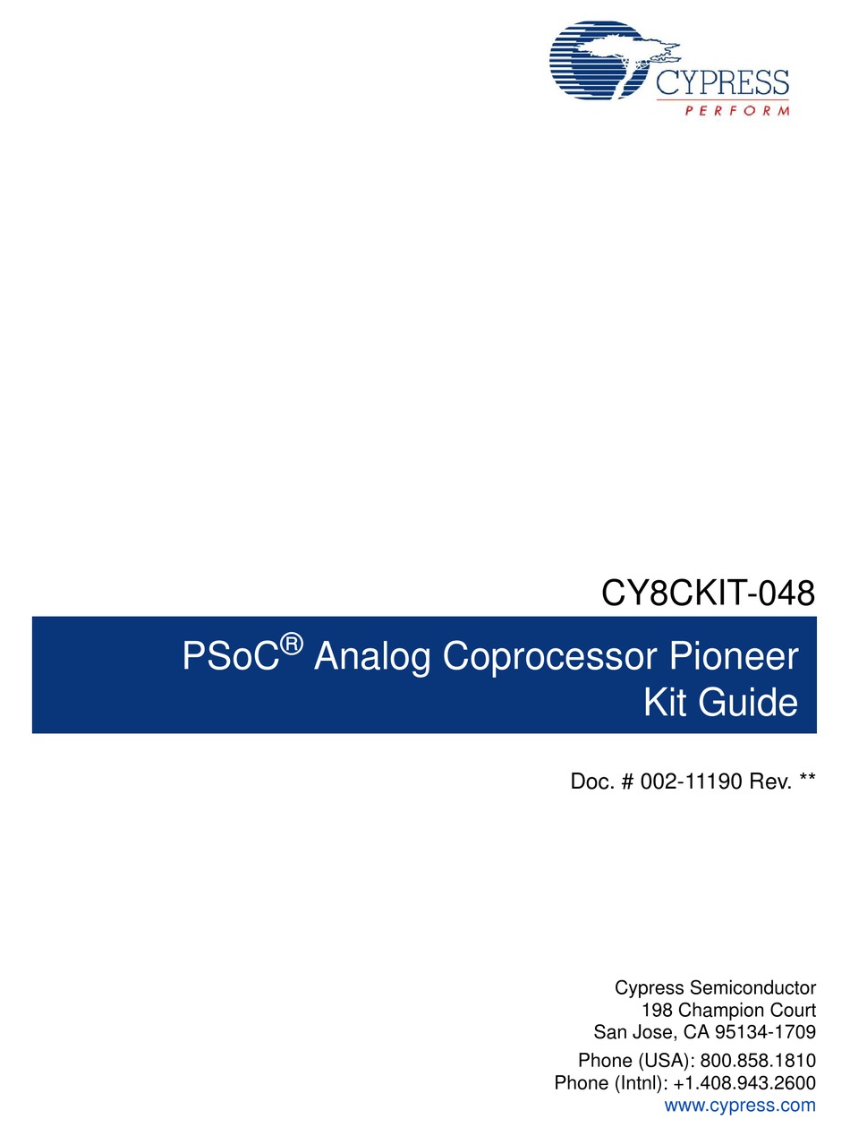 CYPRESS CY8CKIT048 KIT MANUAL Pdf Download ManualsLib