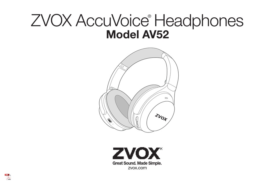 ZVOX AUDIO ACCUVOICE AV52 MANUAL Pdf Download ManualsLib