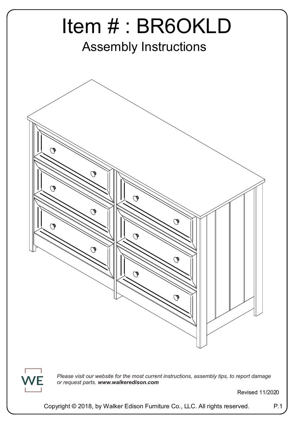 WALKER EDISON BR6OKLD ASSEMBLY INSTRUCTIONS MANUAL Pdf Download