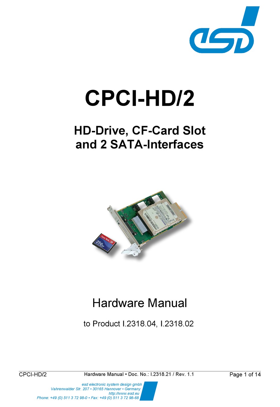 ESD ELECTRONIC CPCIHD/2 HARDWARE MANUAL Pdf Download ManualsLib