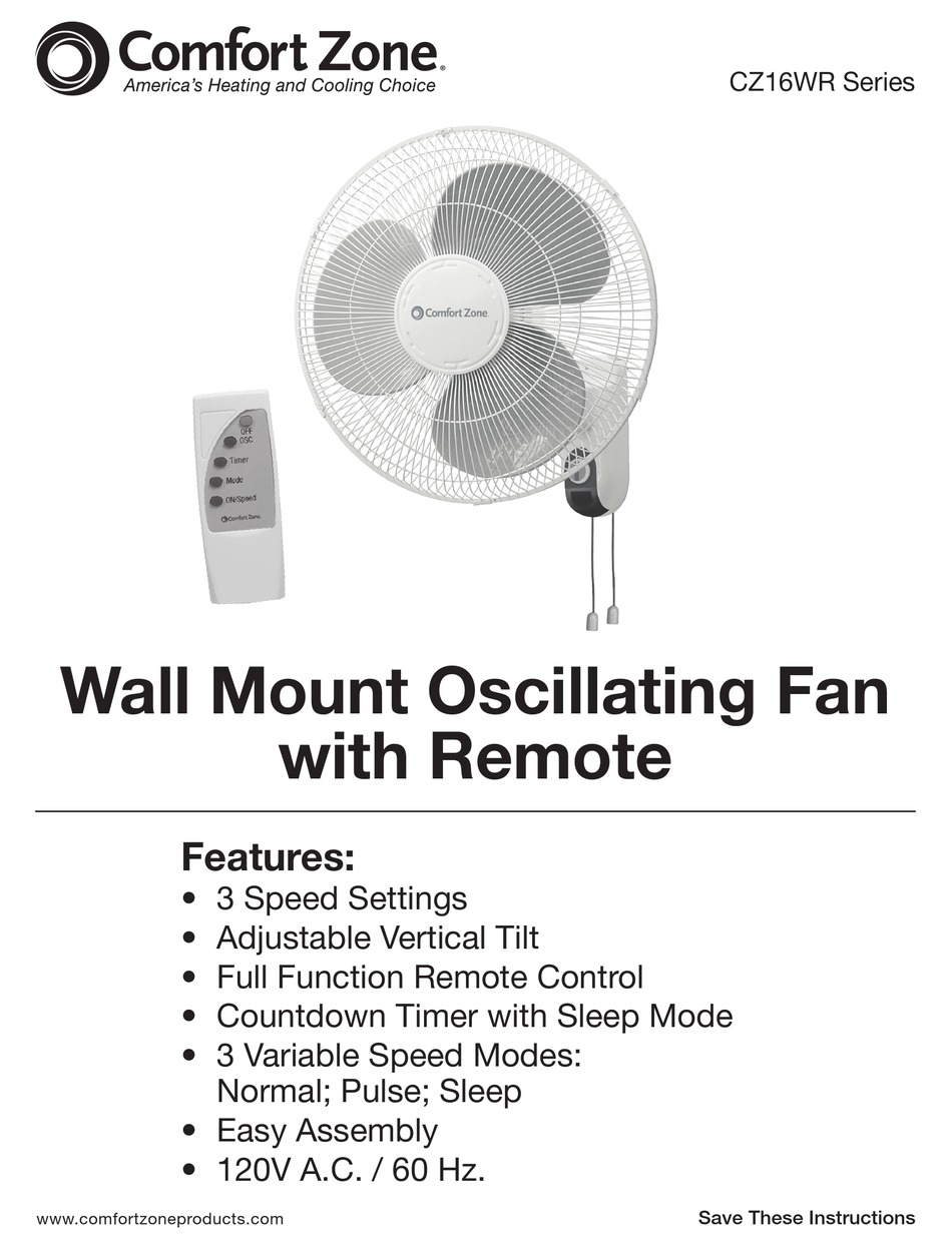 COMFORT ZONE CZ16WR SERIES QUICK START MANUAL Pdf Download ManualsLib