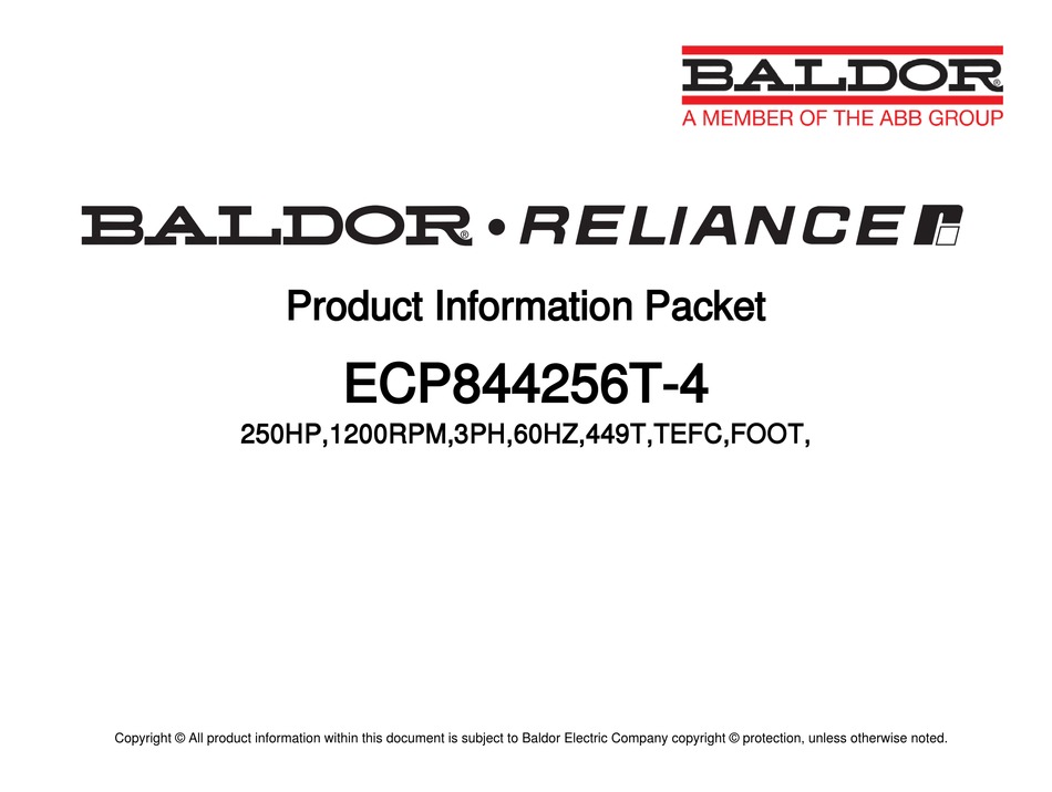 ABB BALDOR RELIANCER ECP844256T4 MANUAL Pdf Download ManualsLib