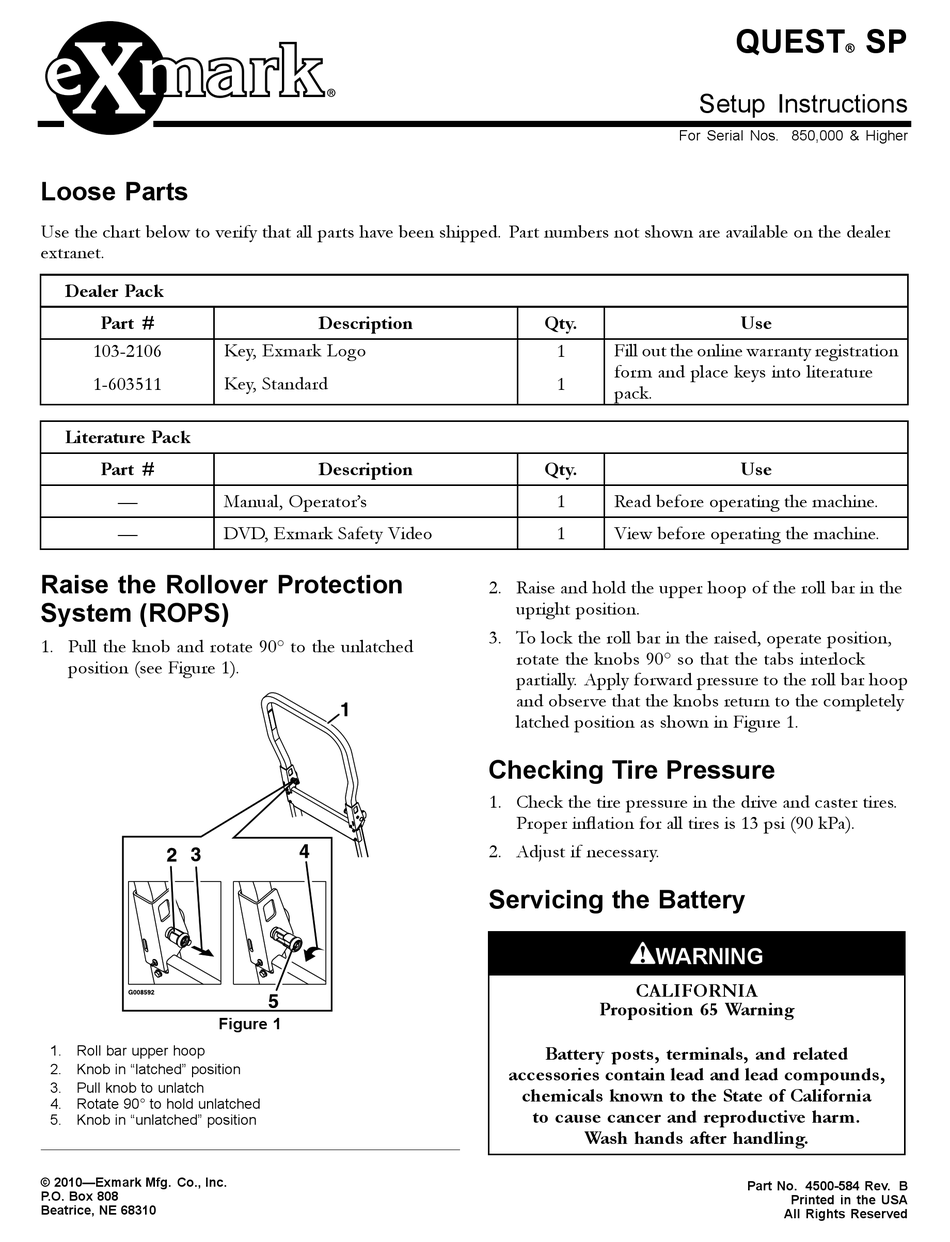 EXMARK QUEST SP SETUP INSTRUCTIONS Pdf Download ManualsLib