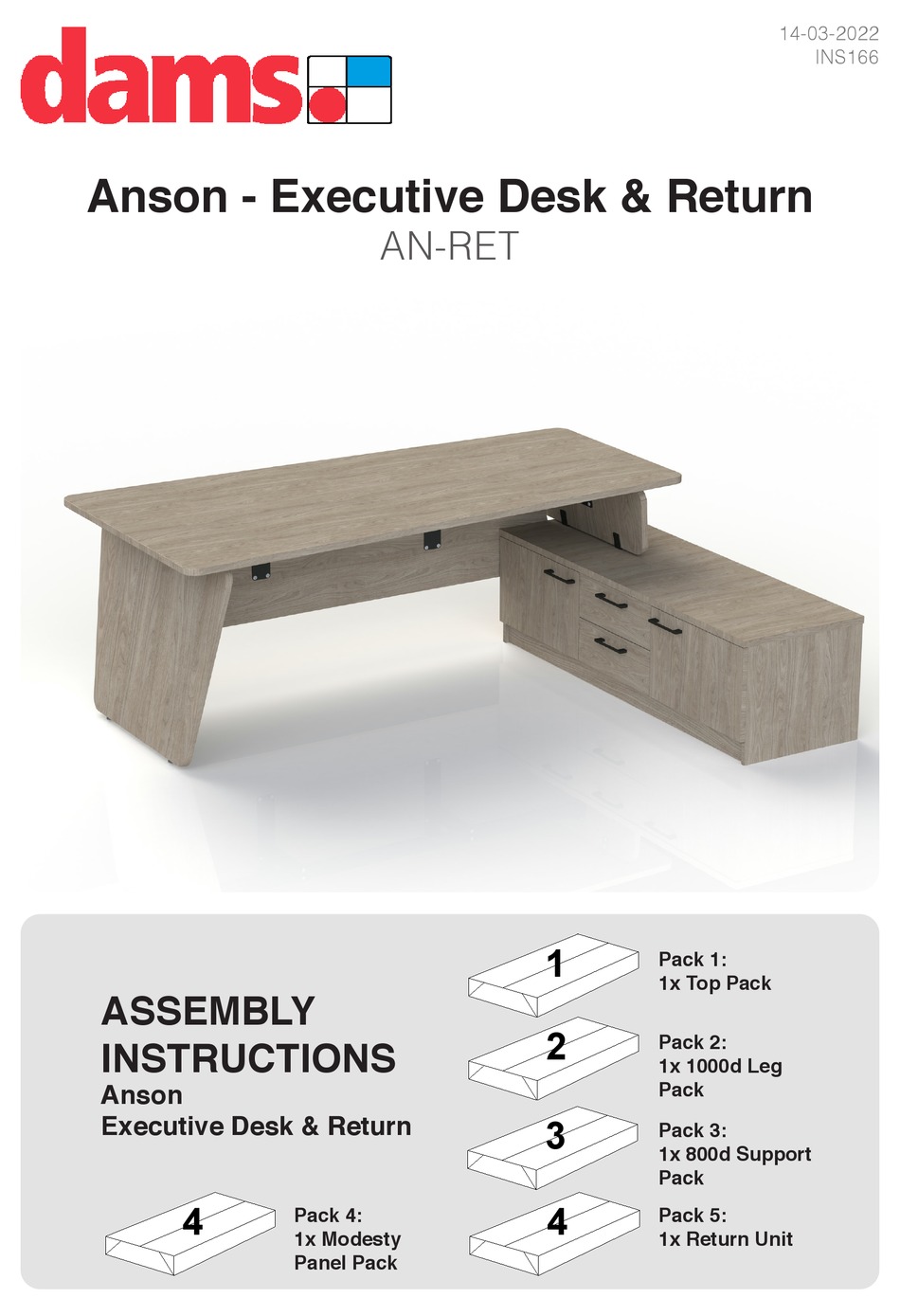 DAMS ANSON ANRET ASSEMBLY INSTRUCTIONS MANUAL Pdf Download ManualsLib