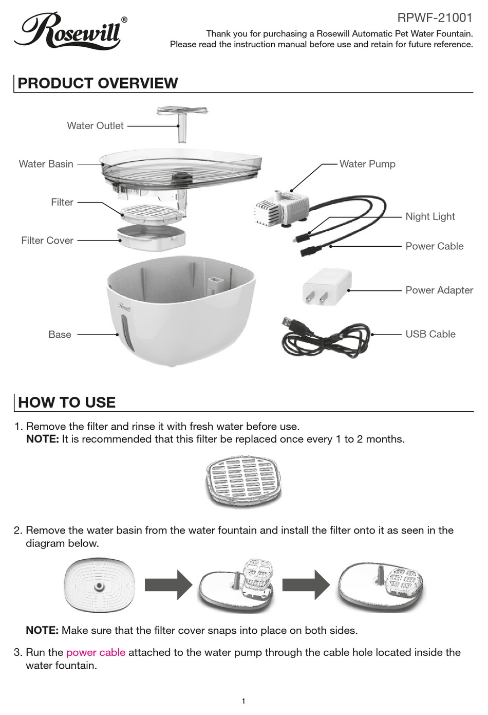 ROSEWILL RPWF21001 QUICK START MANUAL Pdf Download ManualsLib