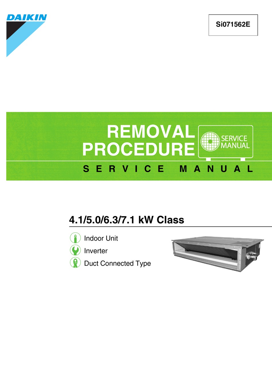 DAIKIN FDXV41NVLT SERVICE MANUAL REMOVAL PROCEDURE Pdf Download