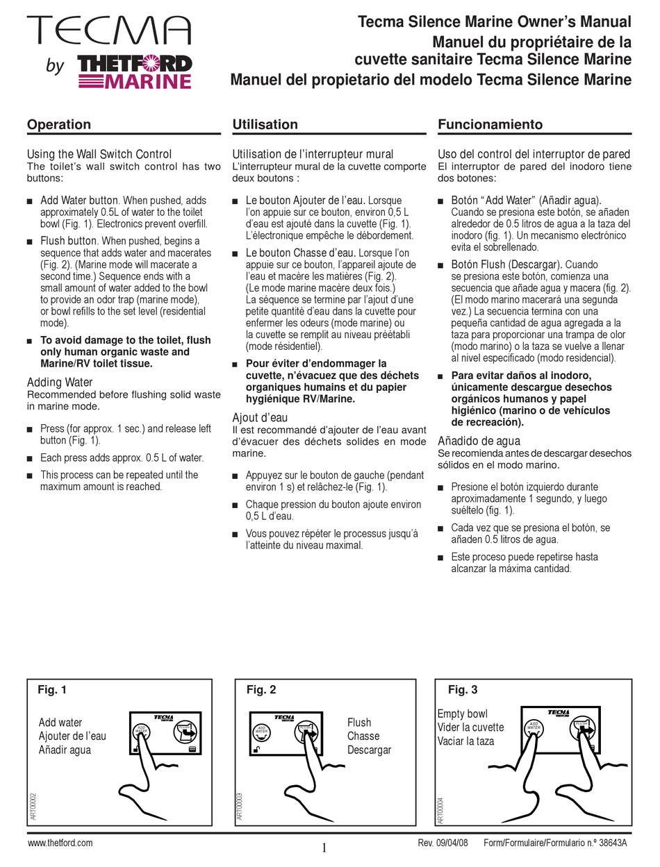 THETFORD MARINE TECMA SILENCE MARINE OWNER'S MANUAL Pdf Download