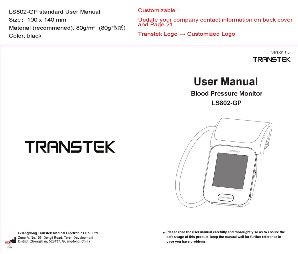 LifeHood TMB-2085 Wrist Blood Pressure Monitor User Manual