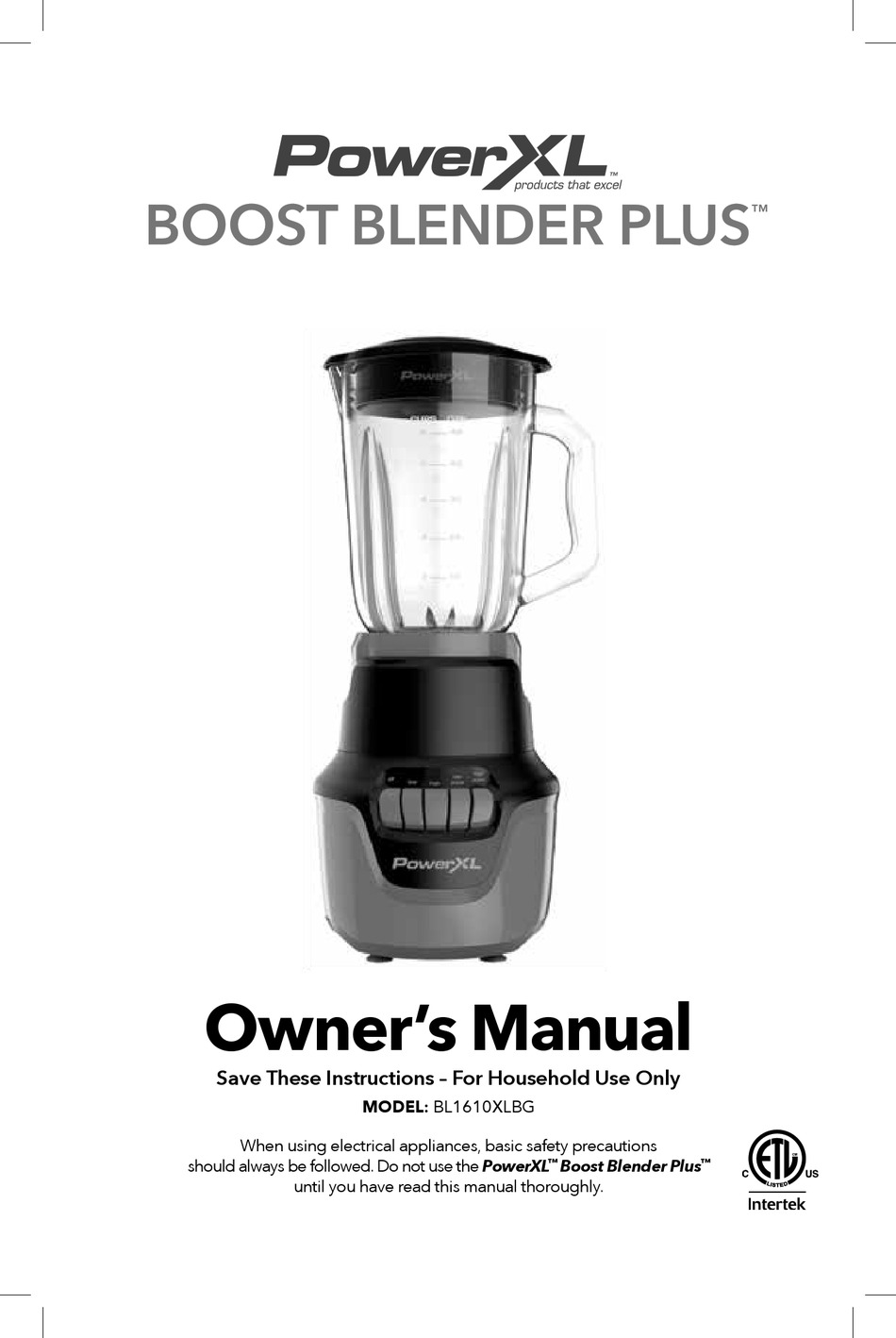 POWERXL BOOST BLENDER PLUS OWNER'S MANUAL Pdf Download ManualsLib