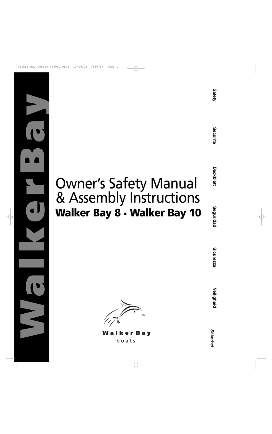 WALKER BAY 8 OWNER'S SAFETY MANUAL & ASSEMBLY INSTRUCTIONS Pdf Download