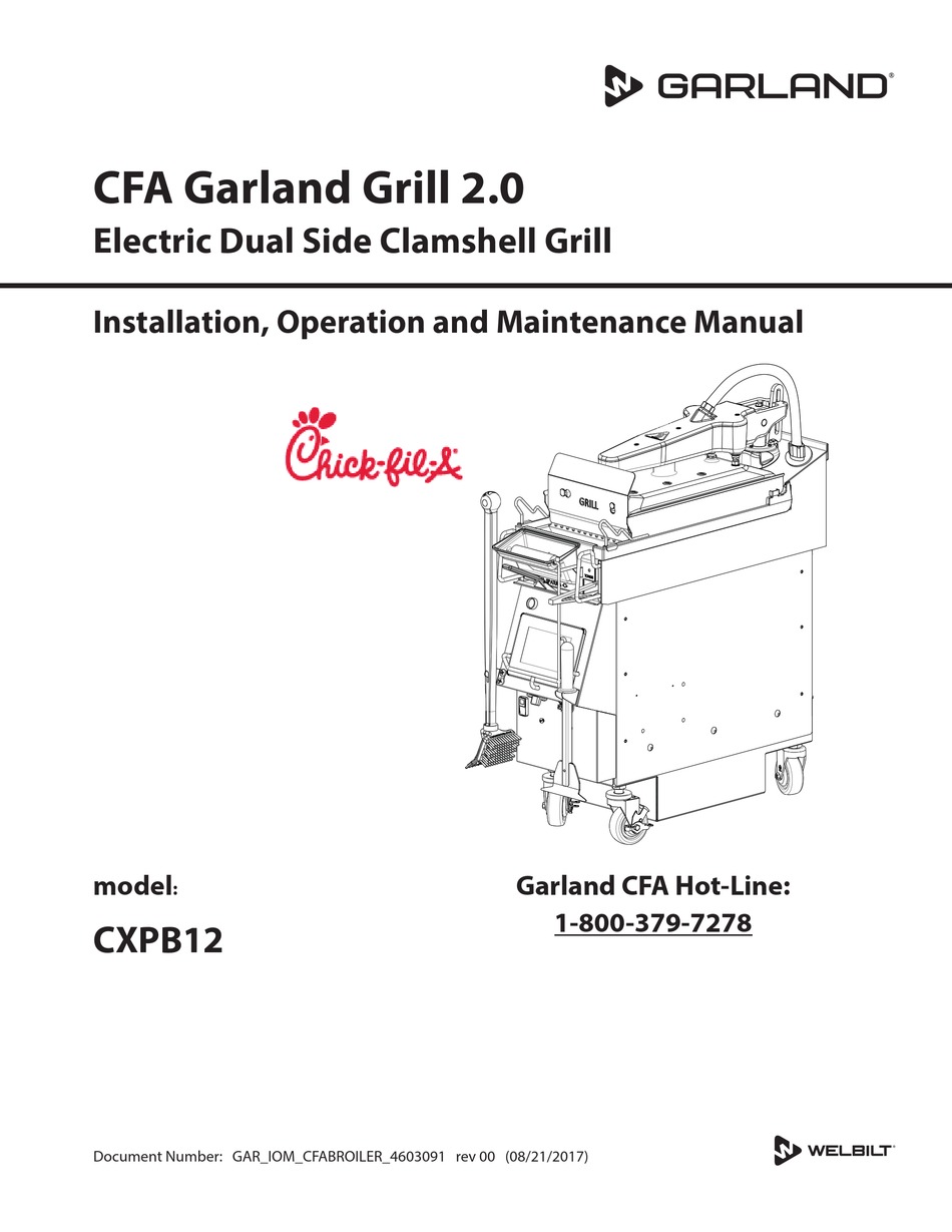 GARLAND CFA GRILL 2.0 INSTALLATION, OPERATION AND MAINTENANCE MANUAL