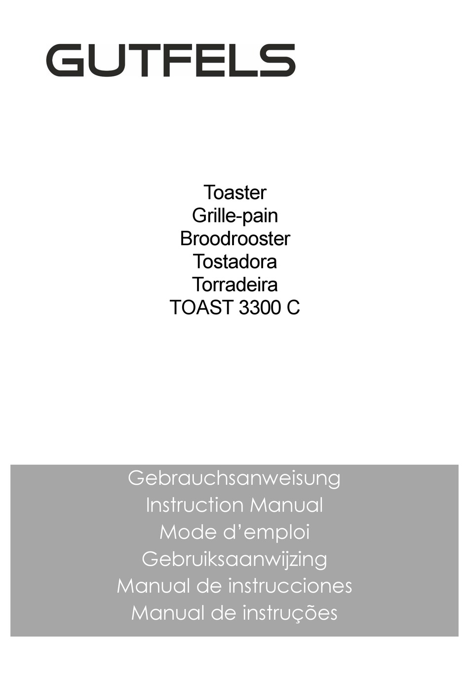 GUTFELS TOAST 3300 C INSTRUCTION MANUAL Pdf Download ManualsLib